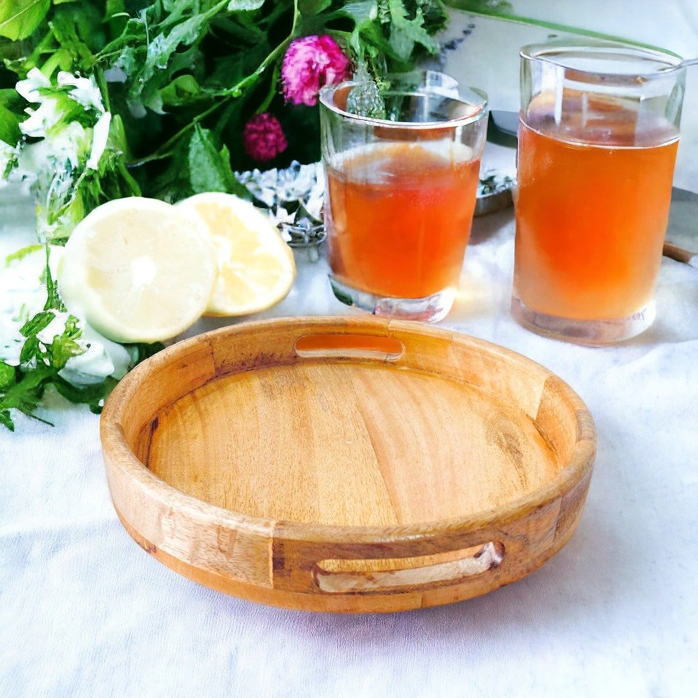 Elegant Handmade Wooden Serving Tray thumbnail 3